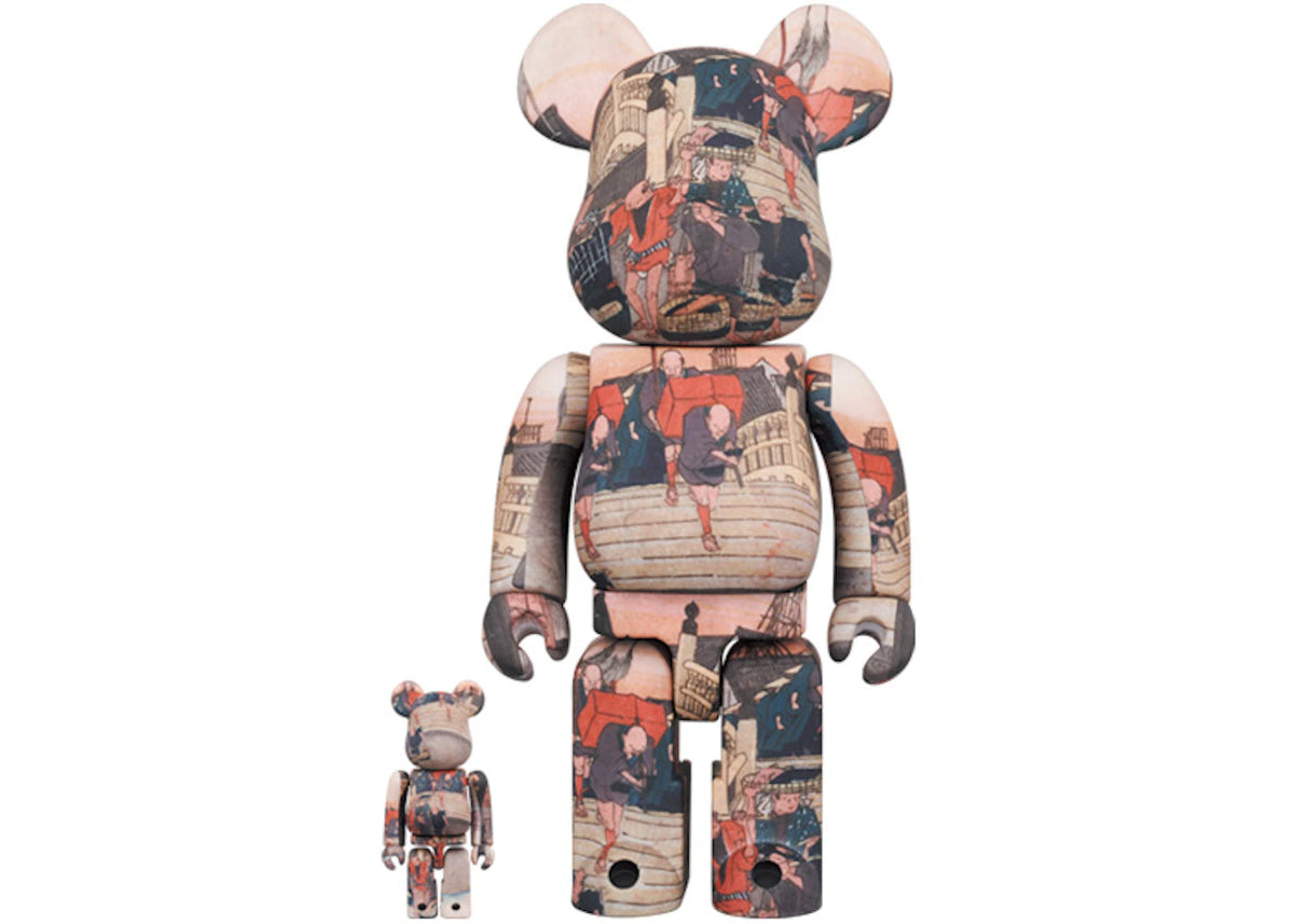 Bearbrick x Tokyo National Museum Hiroshige Utagawa (Fifty-three Stations of the Tokaido) Nihonbashi 100% & 400% Set -1