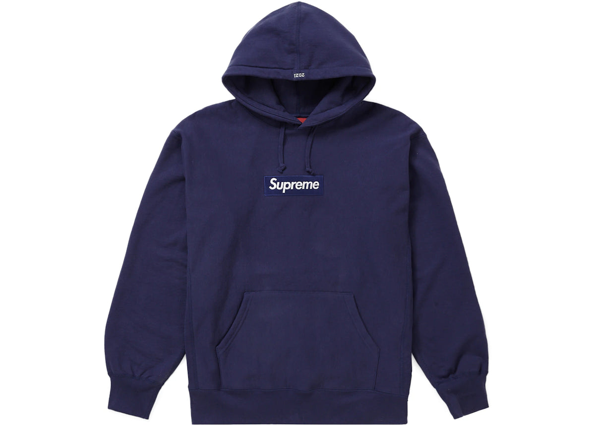 Supreme Box Logo Hooded Sweatshirt (FW21) Washed Navy -1