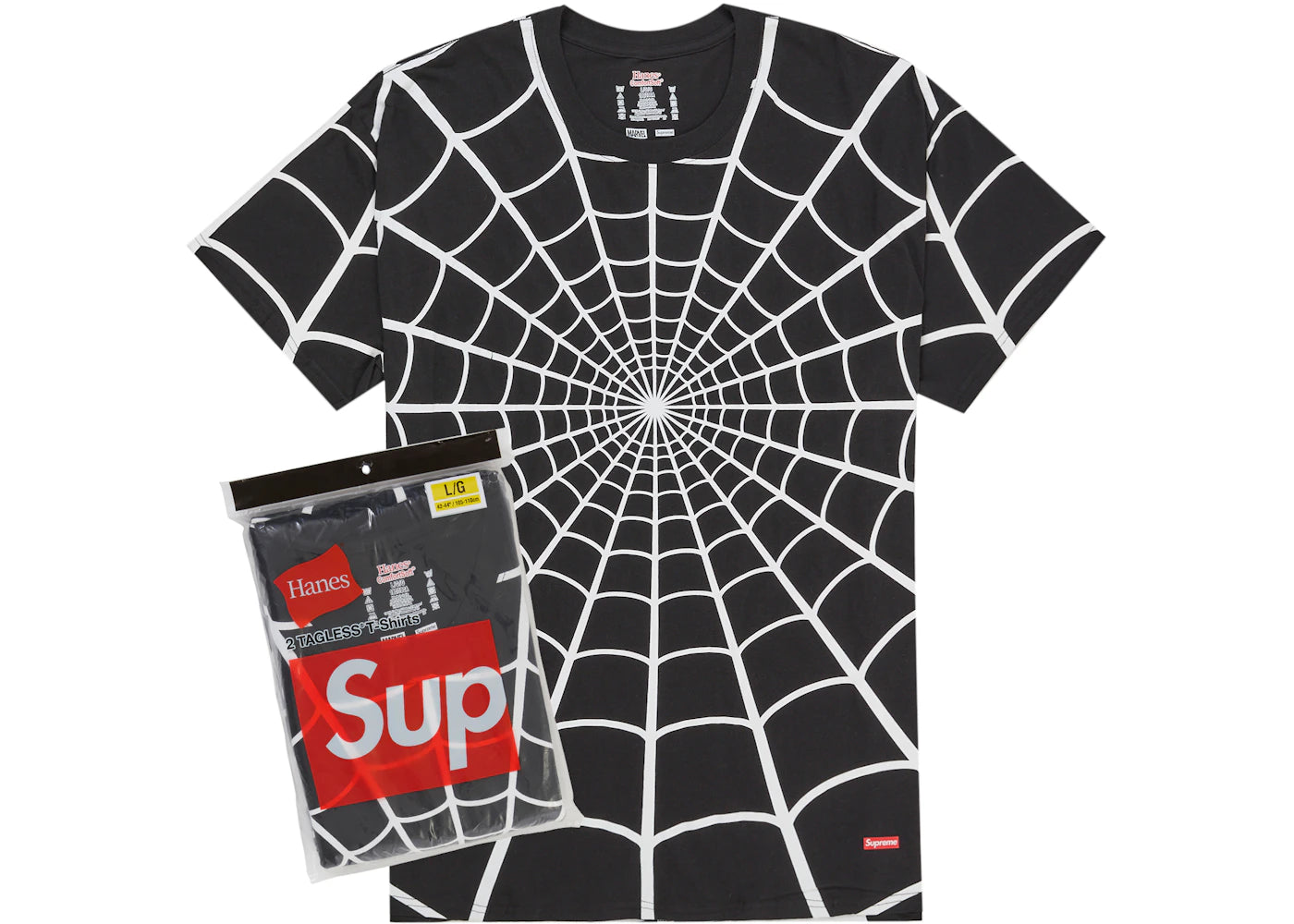 Supreme Hanes Spider-Man Tagless Tees (2 Pack) Black -1
