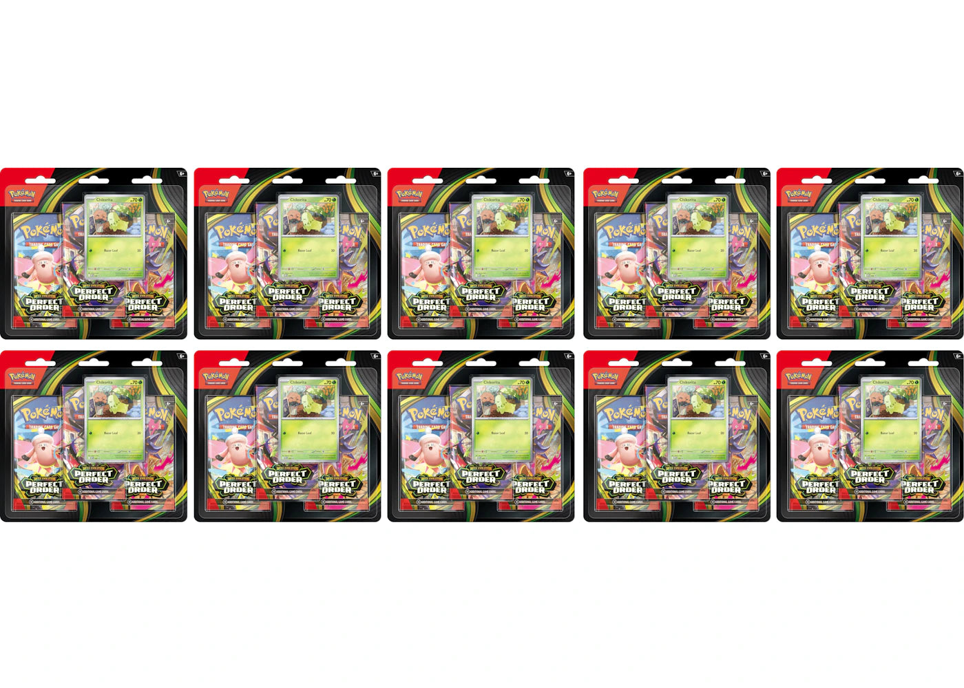 2026 Pokémon Mega Evolution Perfect Order Chikorita Blister Pack 10x Lot -1