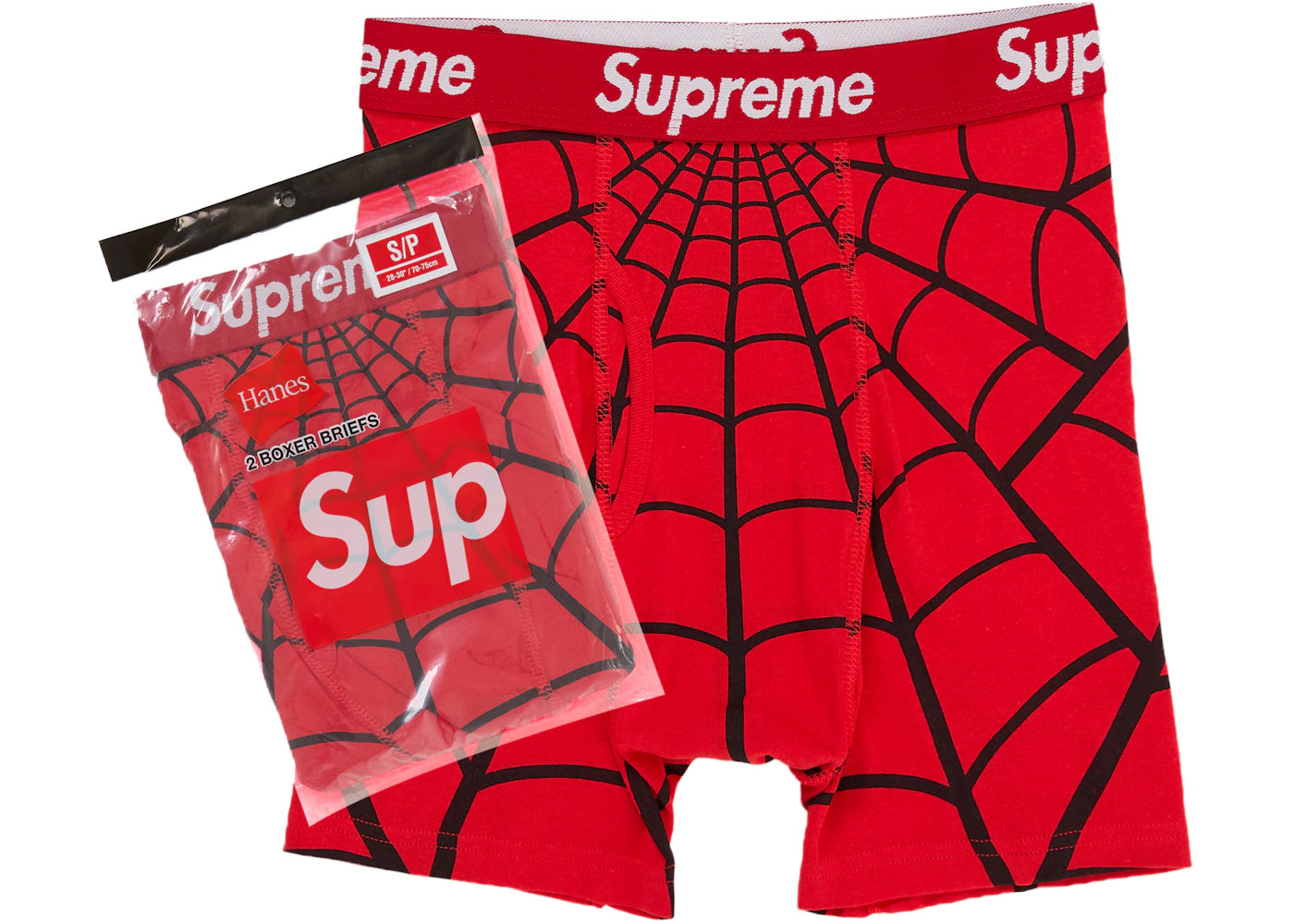 Supreme Hanes Spider-Man Boxer Briefs (2 Pack) Red -1