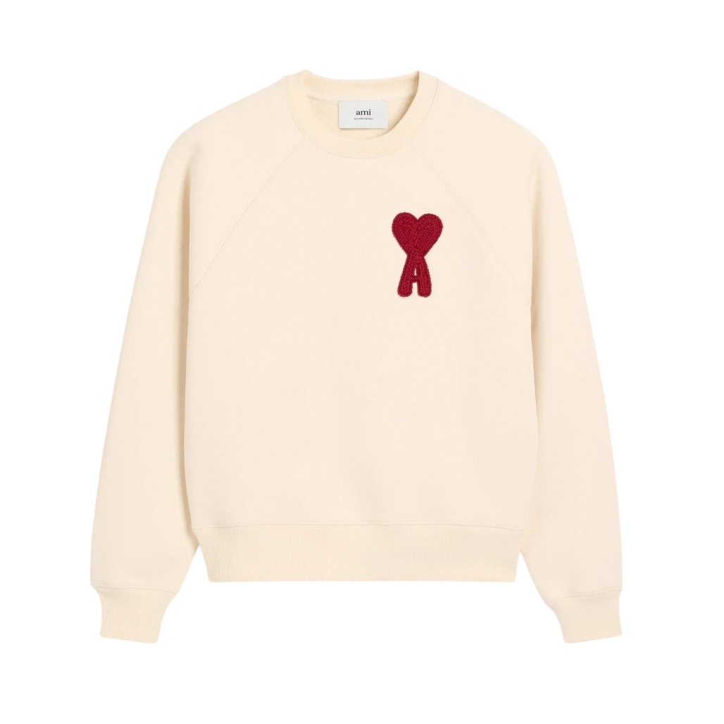 Sweatshirt Beige Patch Rouge Ami de Coeur En Coton -1