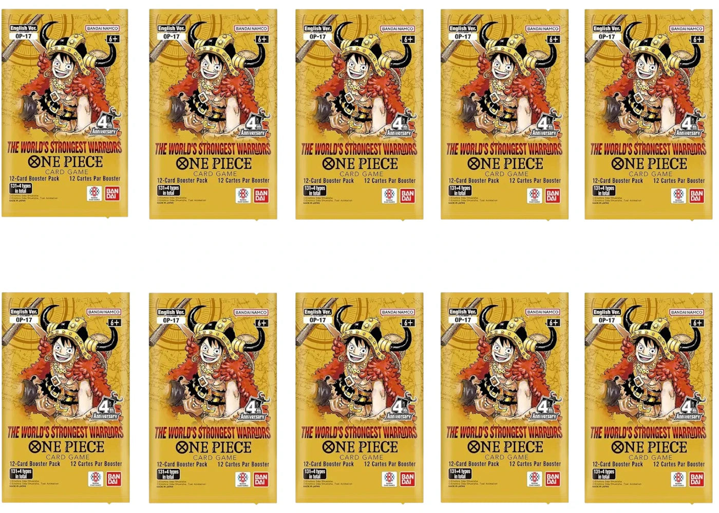 2026 Bandai One Piece Card Game The Worlds Strongest Warriors (OP-17) Booster Pack 10x Lot -1