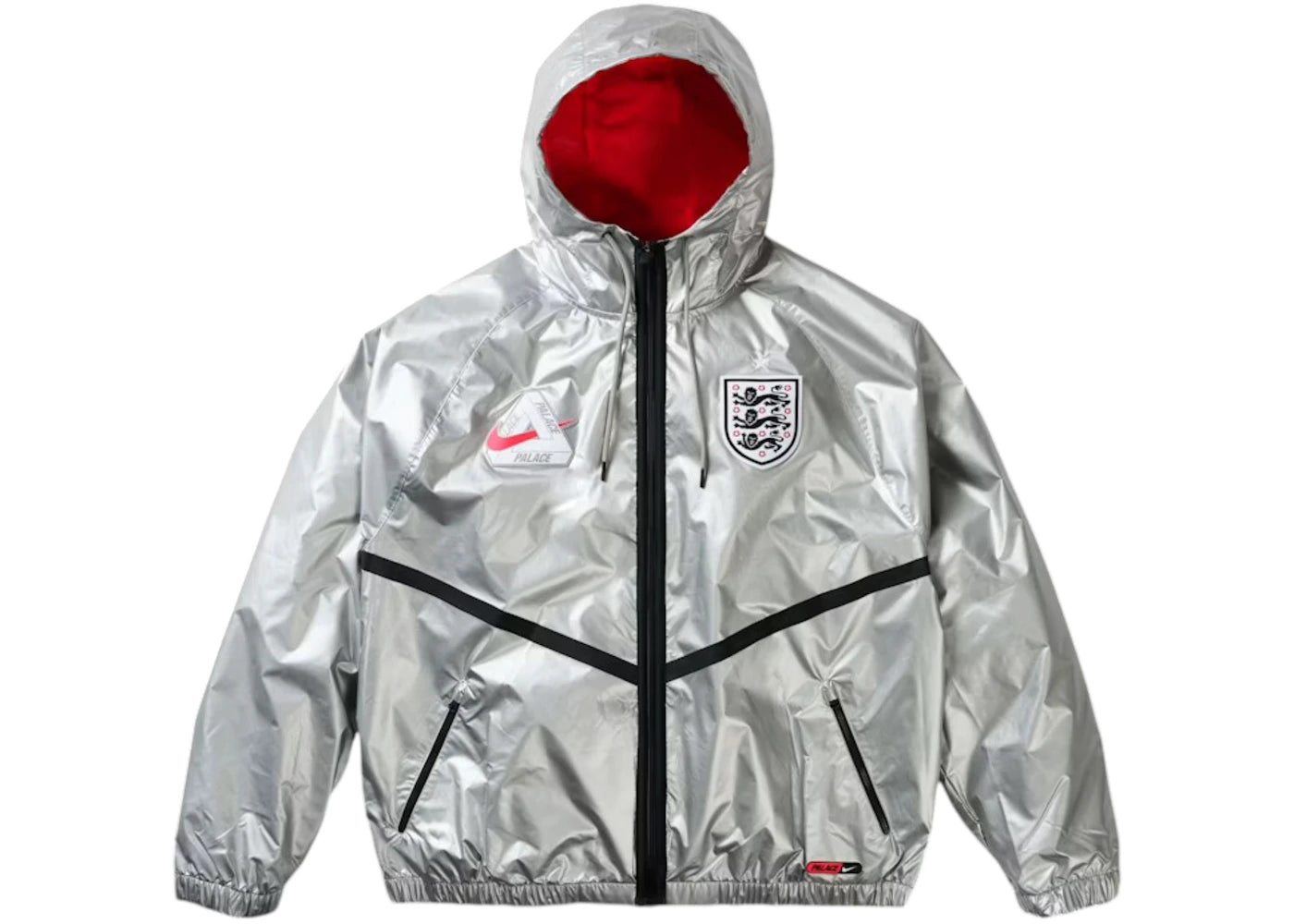 Palace x Nike England Dri-FIT Academy Anthem Jacket Pewter Grey/Bright Crimson/Black -1