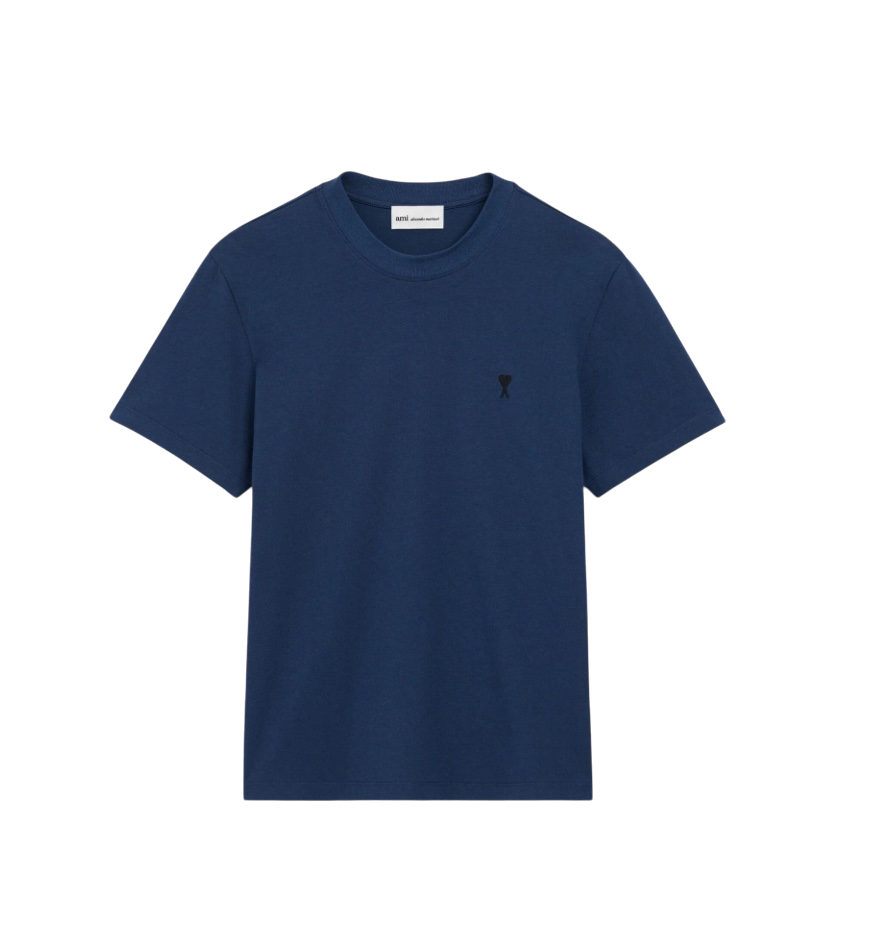 T-shirt Bleu Marine Ami de Coeur Noir en Coton -1