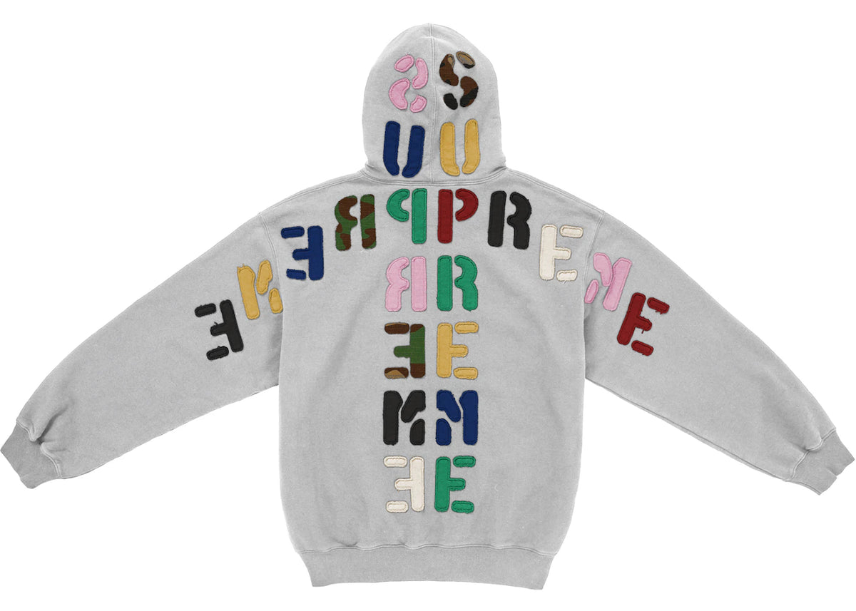 Supreme Mirrored Applique Hooded Sweatshirt Heather Grey -1