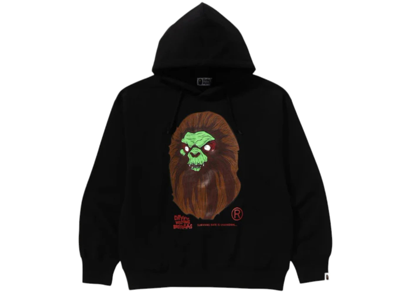 BAPE A Bathing Ape Horror Mad Face Relaxed Fit Pullover Hoodie Black -1