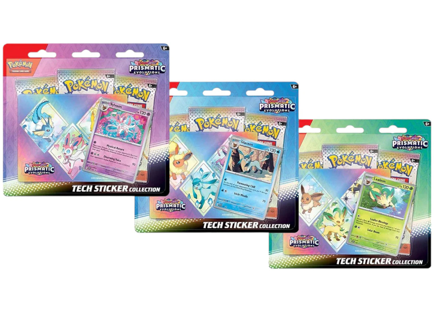Pok茅mon Scarlet & Violet Prismatic Evolutions 3 Pack Tech Sticker Collection 3x Lot (Artwork May Vary) -1
