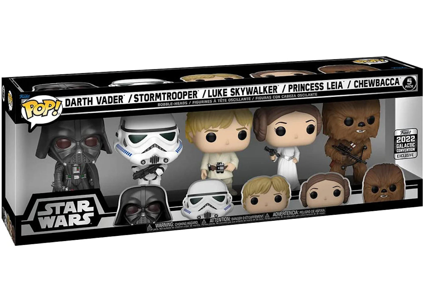Funko Pop! Star Wars Darth Vader/Stormtrooper/Luke Skywalker/Princess Leia/Chewbacca 2022 Galactic Convention Exclusive 5-Pack -1