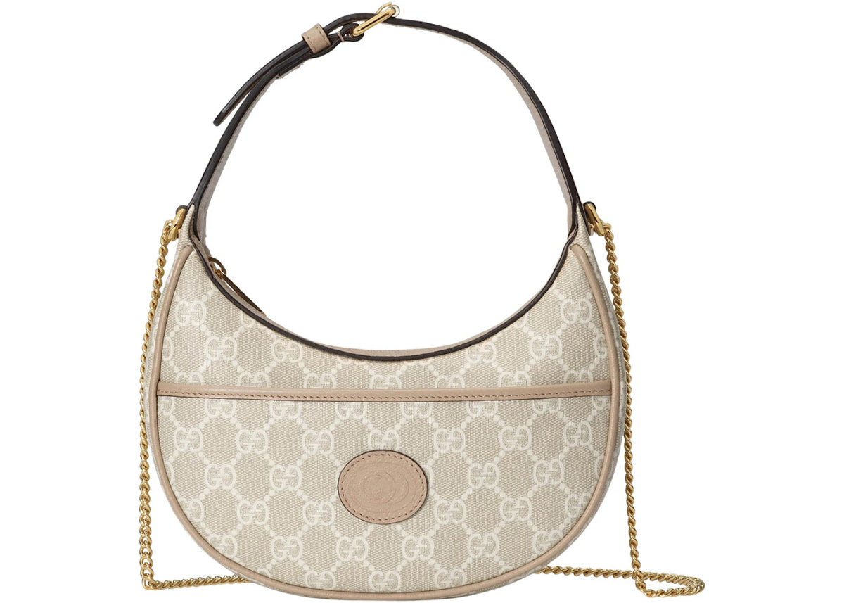 Gucci Half-Moon Shaped Bag Mini GG Supreme Beige/White -1