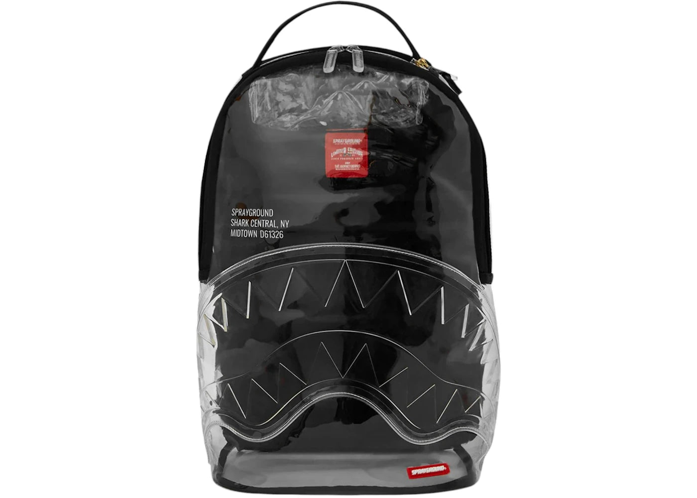 Sprayground Clear Shark Central Backpack Black/Clear -1