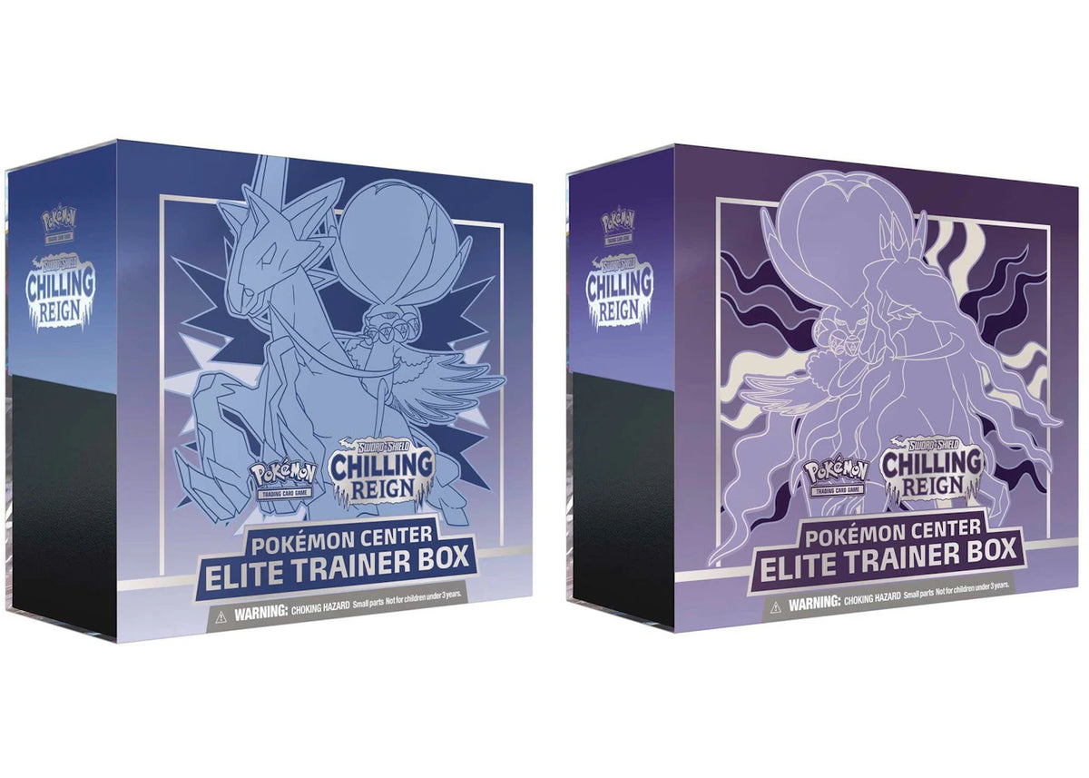 Pokémon TCG Sword & Shield Chilling Reign (Pokémon Center Exclusive) Elite Trainer Box Ice Rider Calyrex/Shadow Rider Calyrex 2x Bundle -1