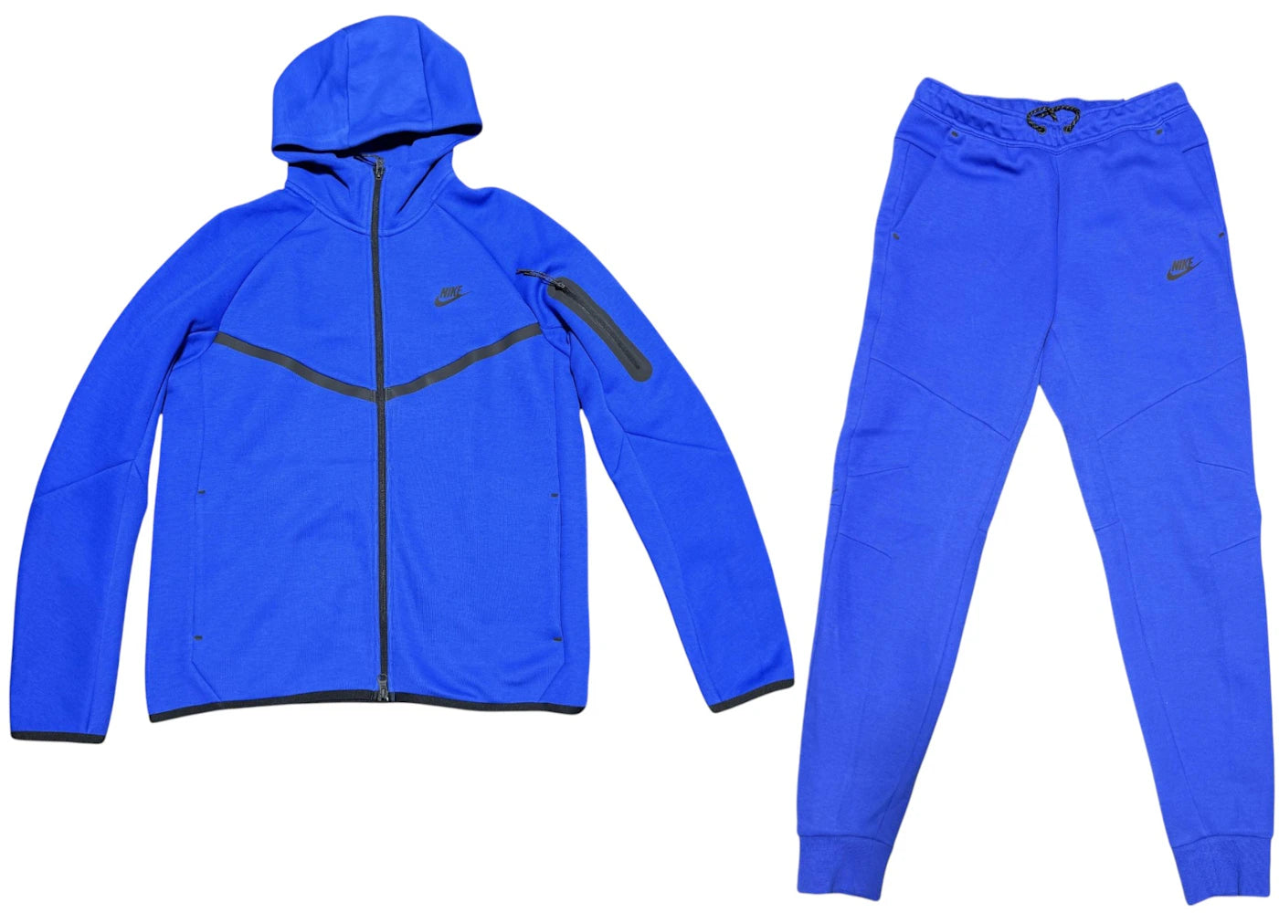 Nike Sportswear Tech Fleece Full Zip Hoodie And Joggers Set Royal Blue/Black -1