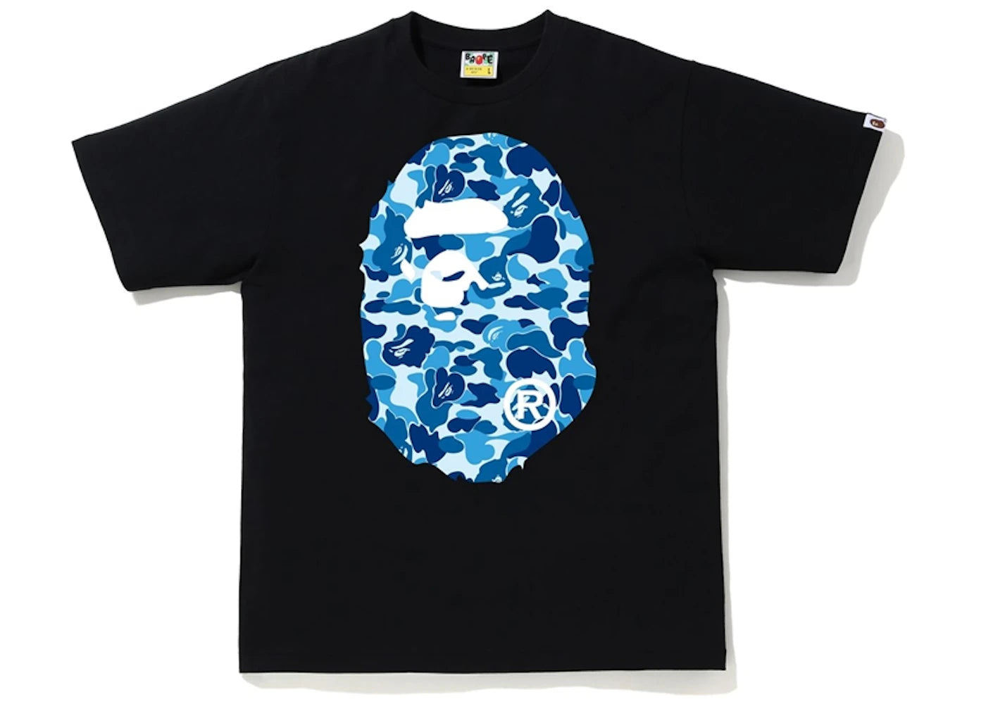 BAPE ABC Camo Big Ape Head Tee Black/Blue -1