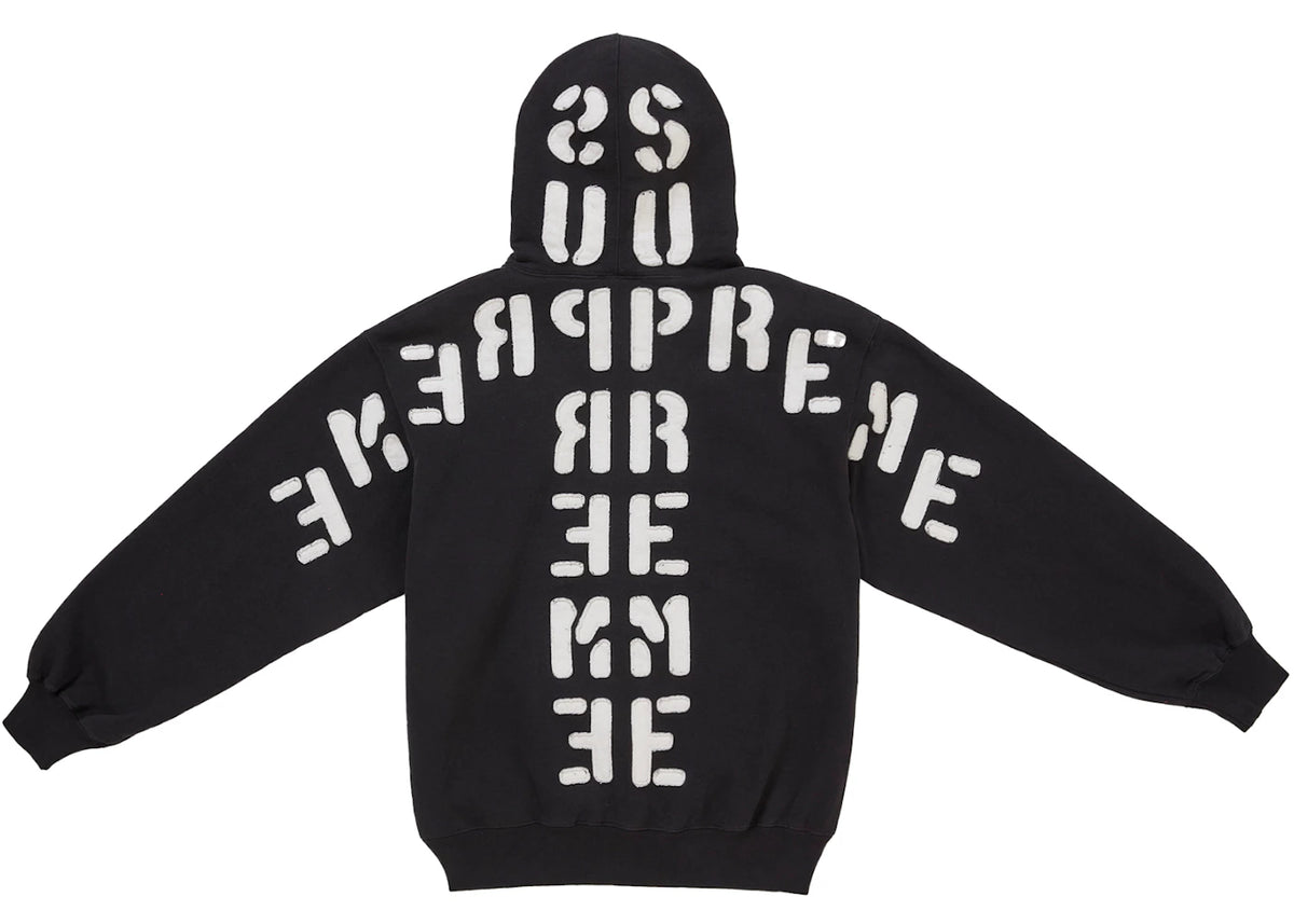 Supreme Mirrored Applique Hooded Sweatshirt Black -1