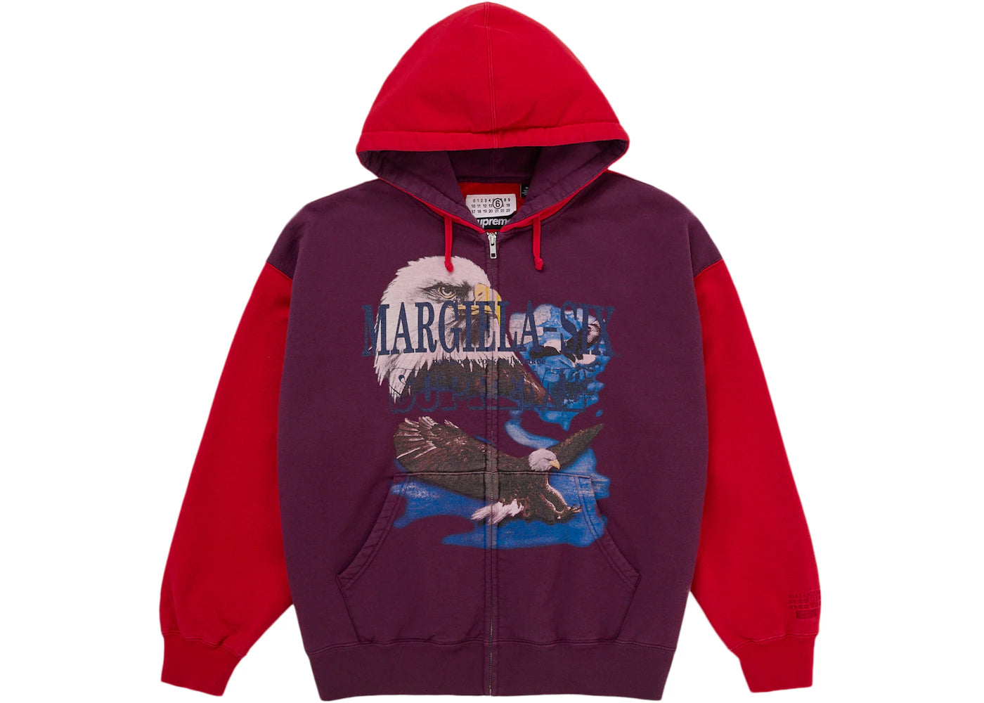 Supreme MM6 Maison Margiela Eagle Zip Up Hooded Sweatshirt Red -1