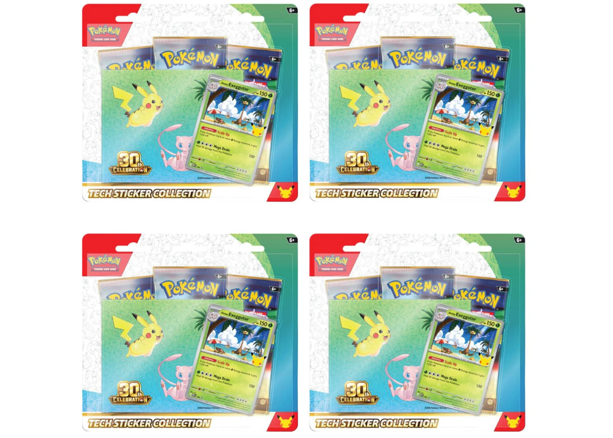 2026 Pokémon Mega Evolution 30th Celebration Tech Sticker Collection : Exeggutor Promo 4x Lot -1
