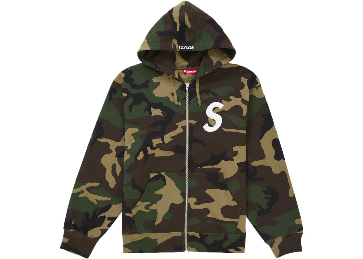 Supreme S Logo Zip Up Hooded Sweatshirt (FW25) Woodland Camo -1