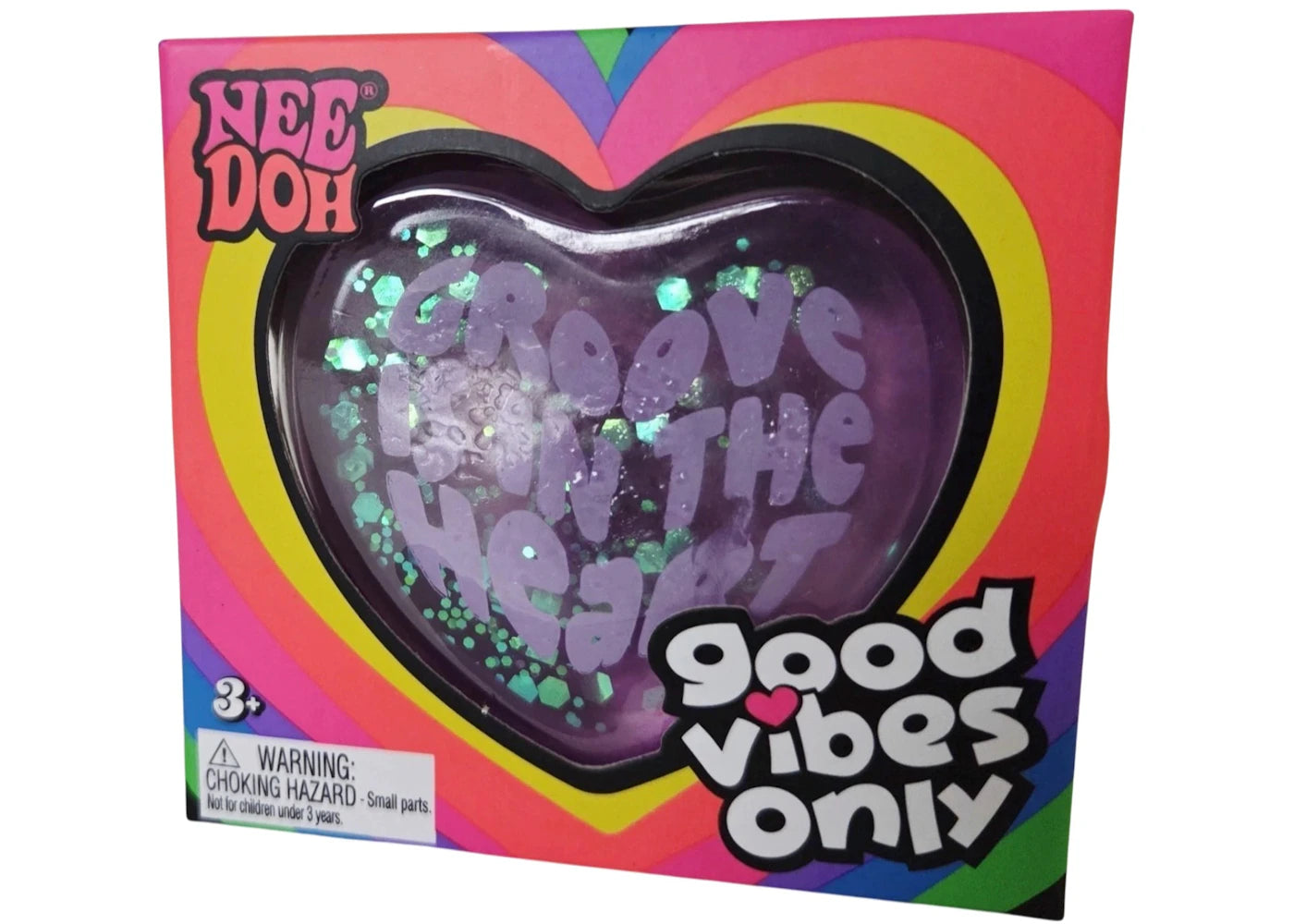 NeeDoh Good Vibes Only Squishy Fidget Toy Purple (Text on Heart May Vary) -1
