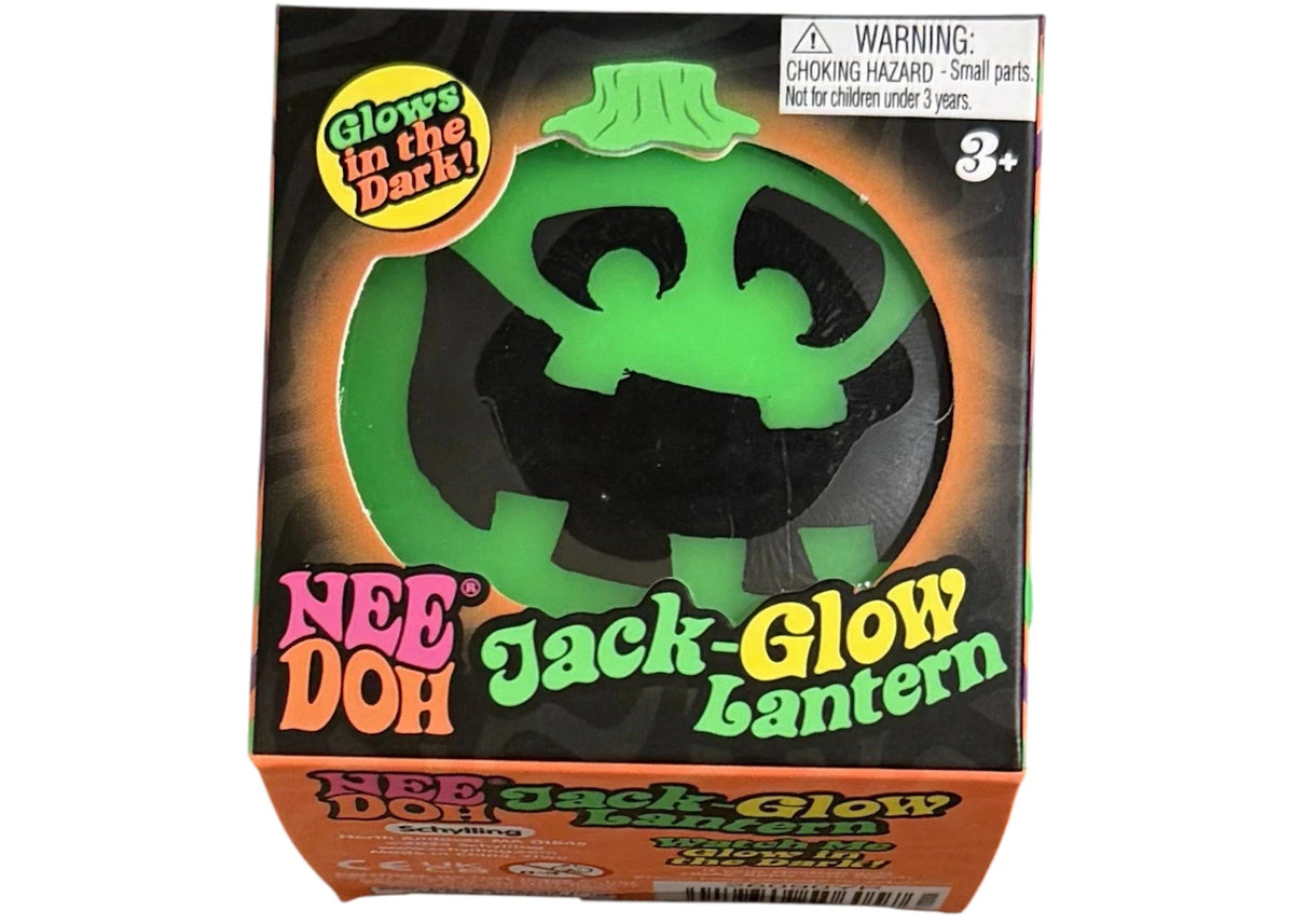 NeeDoh Jack-Glow Lantern Squishy Fidget Toy (Random Facial Expression) Green -1