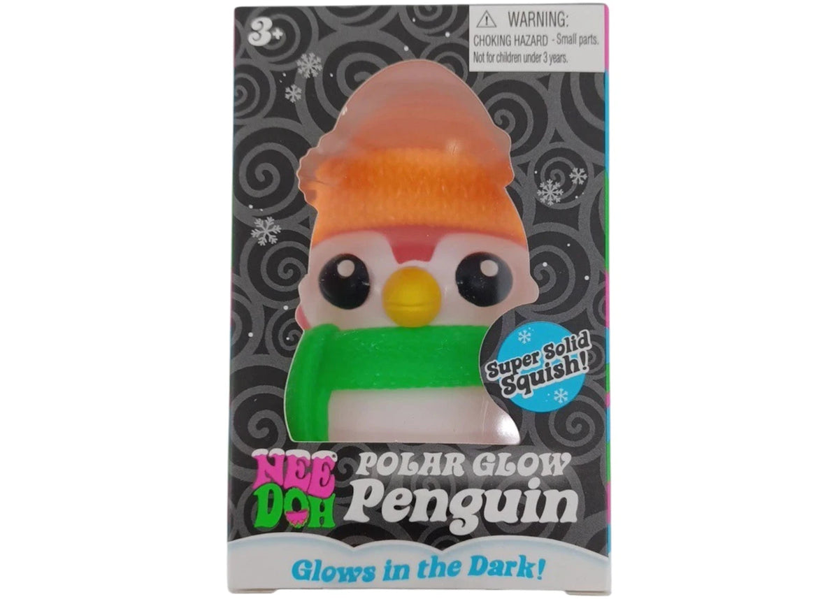 NeeDoh Polar Glow Penguin Squishy Fidget Toy Pink (Super Solid Squish Sticker) -1