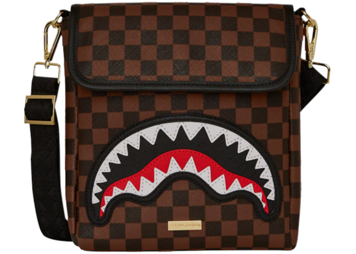 Sprayground Sawtooth Sharks in Paris Messenger Sling Brown -1