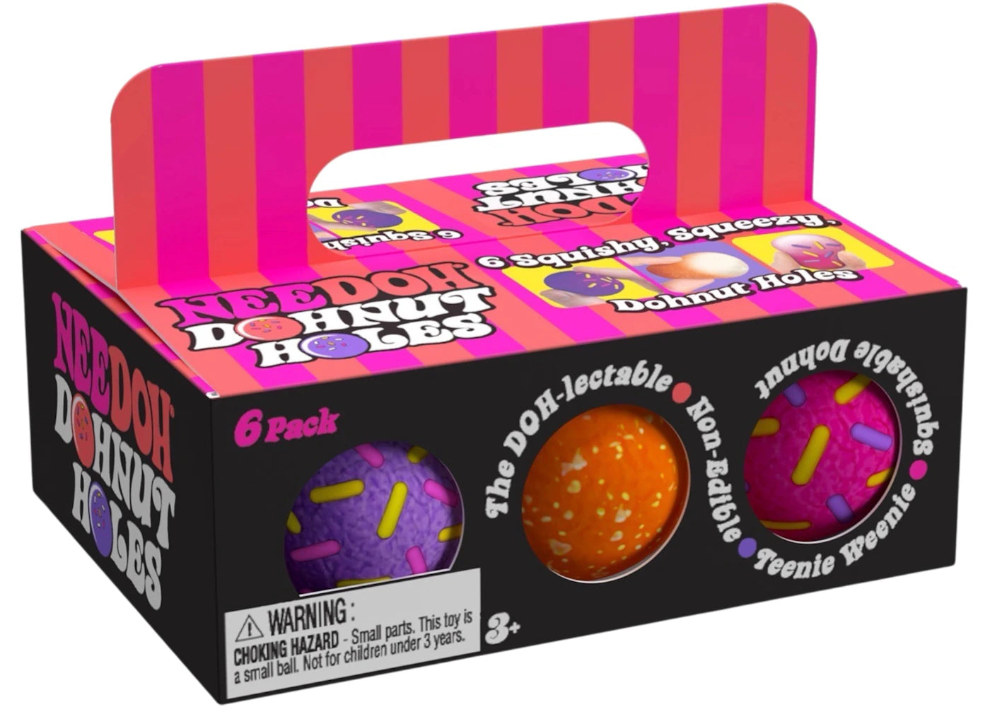 NeeDoh Dohnut Holes Squishy Fidget Toy Set of 3 Purple/Orange/Pink -1