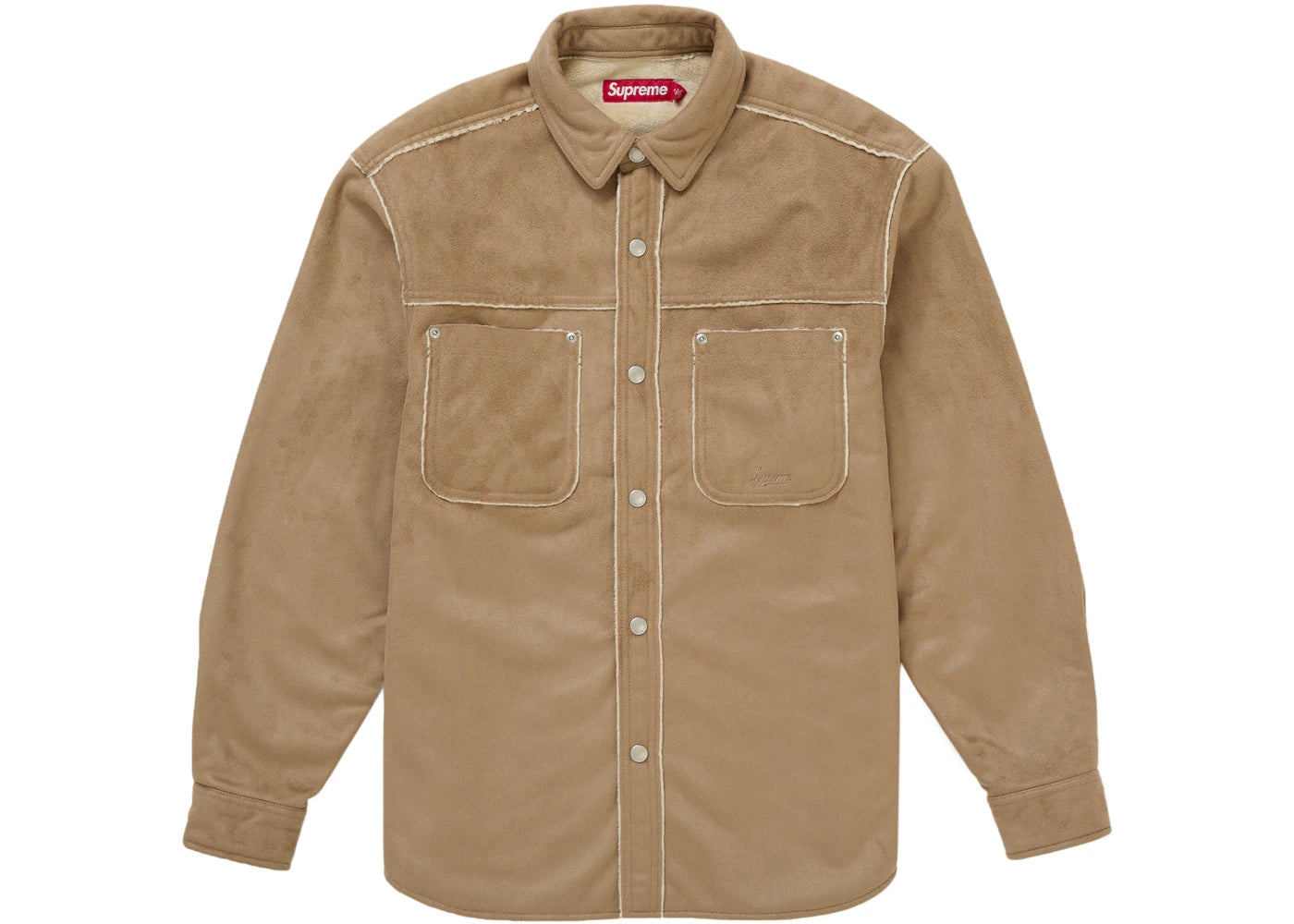 Supreme Faux Suede Snap Shirt Tan -1
