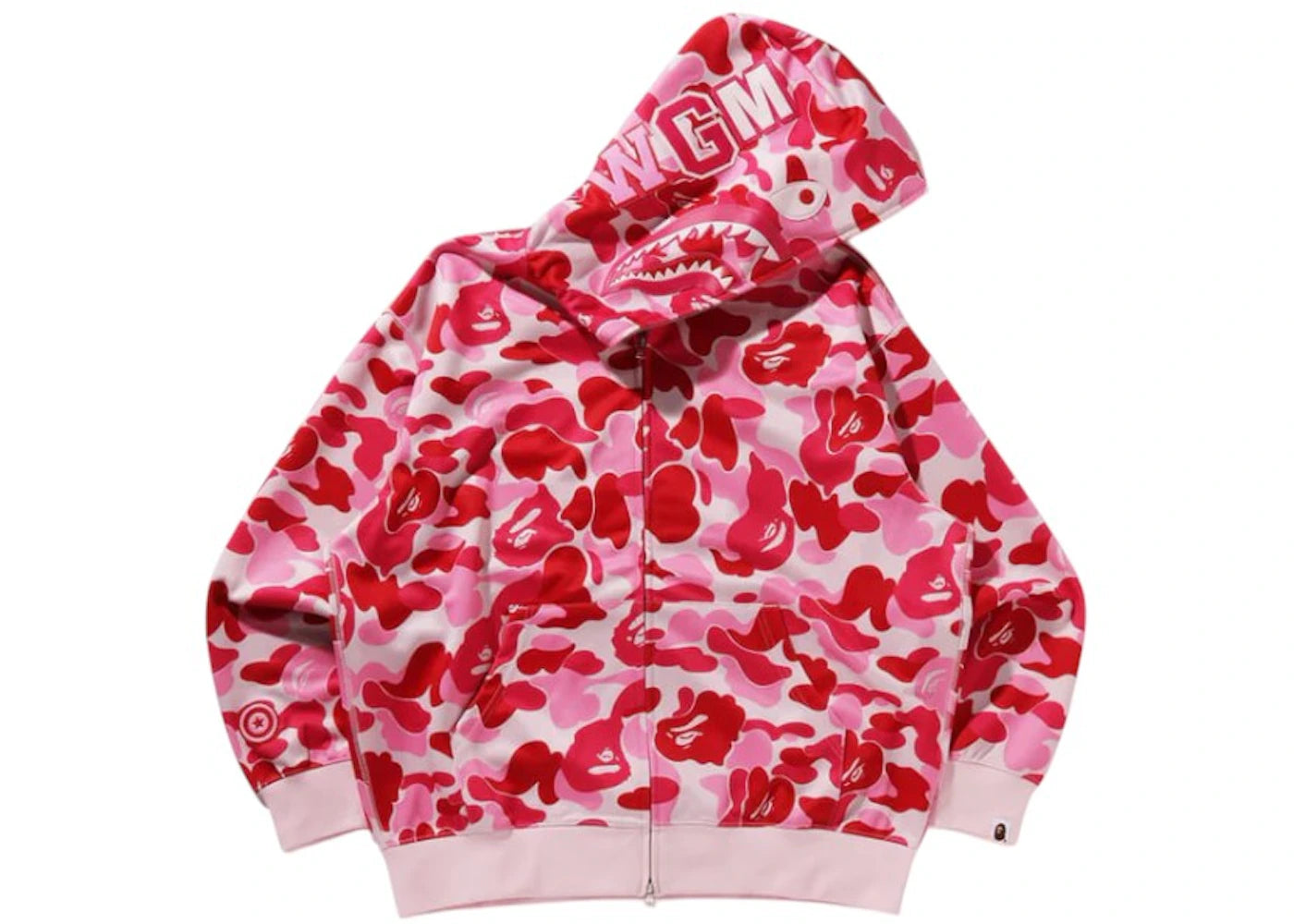 BAPE ABC Camo Rayon Relaxed Fit Shark Full Zip Hoodie Pink