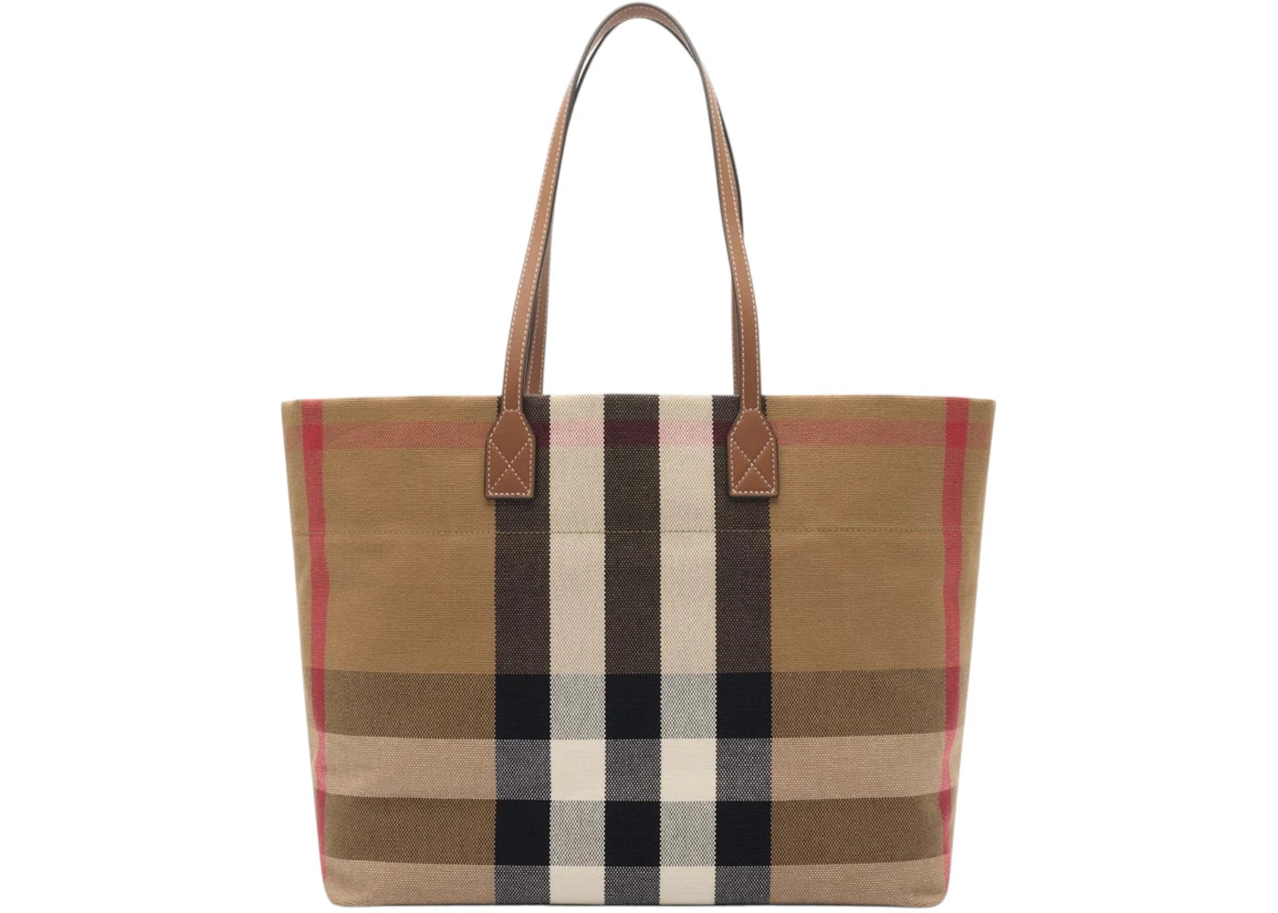 Burberry London Check Canvas Medium Tote Bag Beige -1