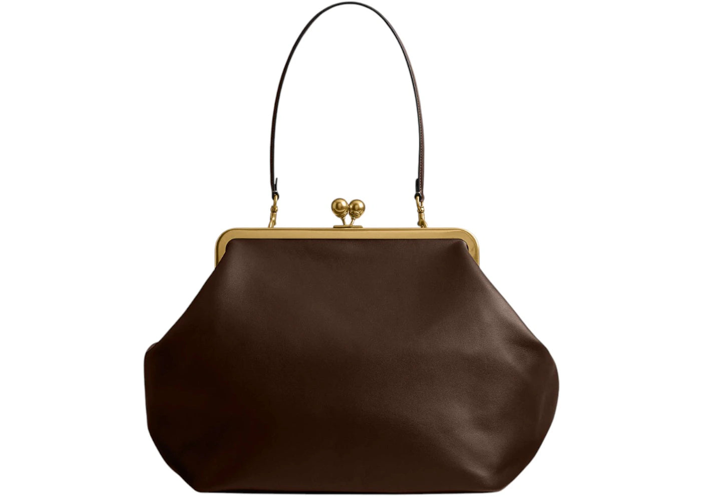 Coach Large Kisslock Frame Bag Brass/Dark Brown -1
