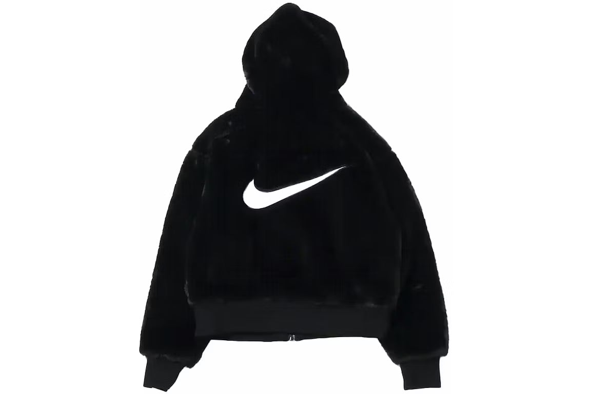 Back Nike Sportswear Essentials Faux Fur Jacket Black/White