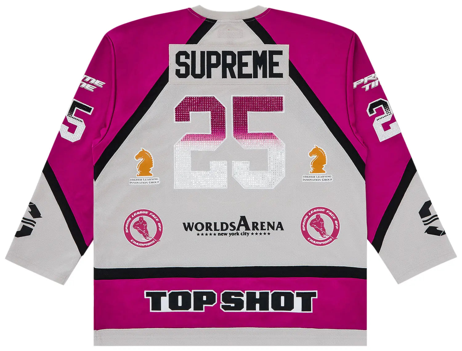 Back Supreme Rhinestone Hockey Jersey Light Grey