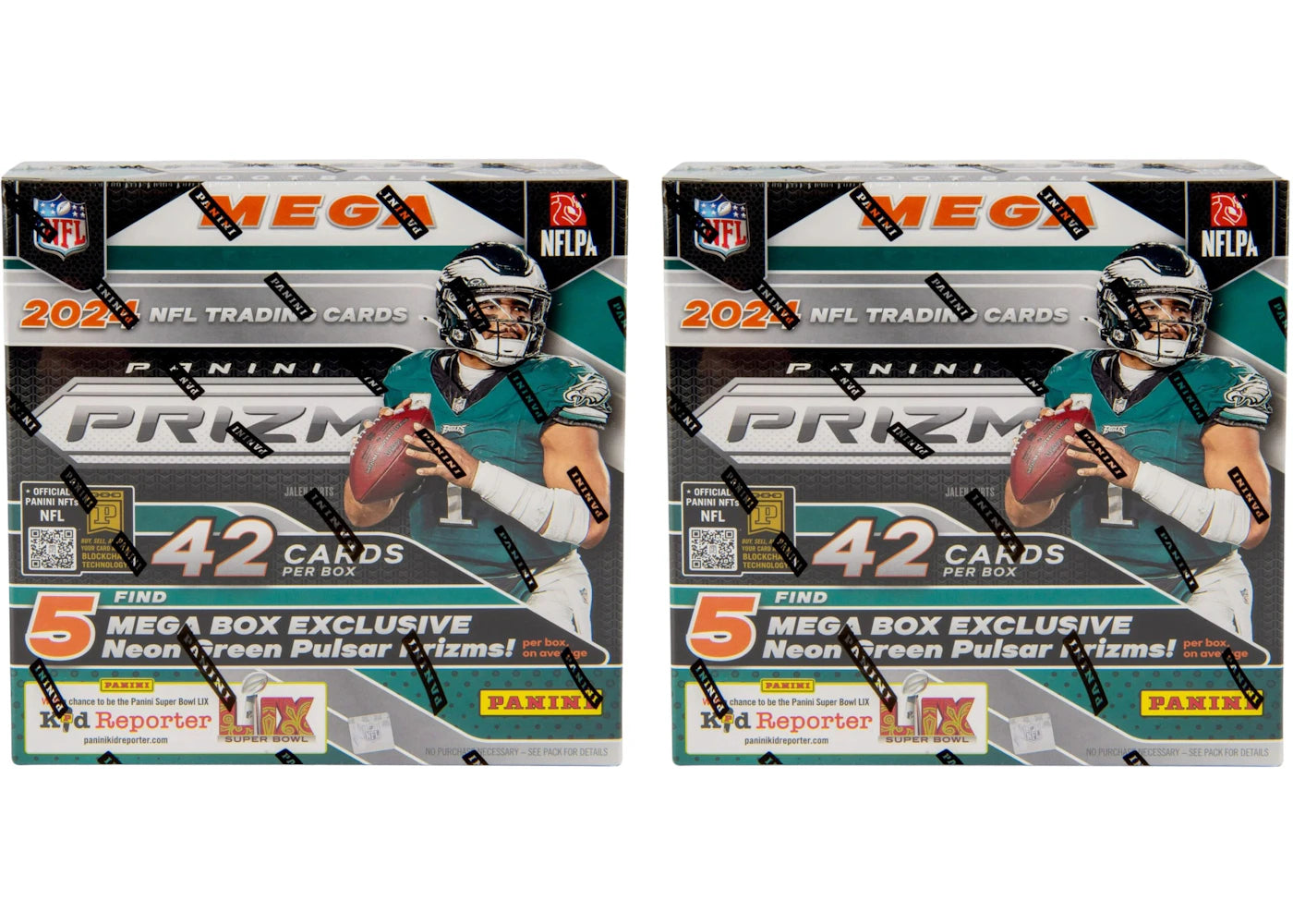 2024 Panini Prizm NFL Mega Box (Neon Green Pulsar Prizms) 2x Lot -1