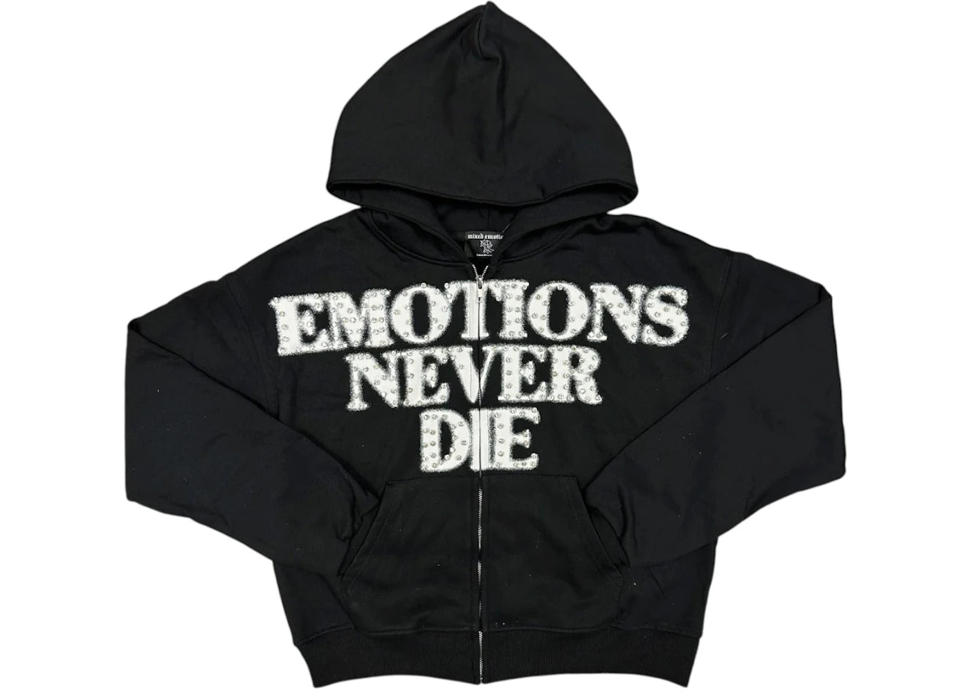 Mixed Emotions End Rhinestone Hoodie Black -1