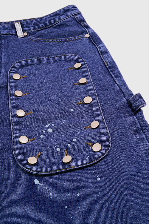 The Hideout Clothing - Tapestry Pattern Flared Denim Jeans