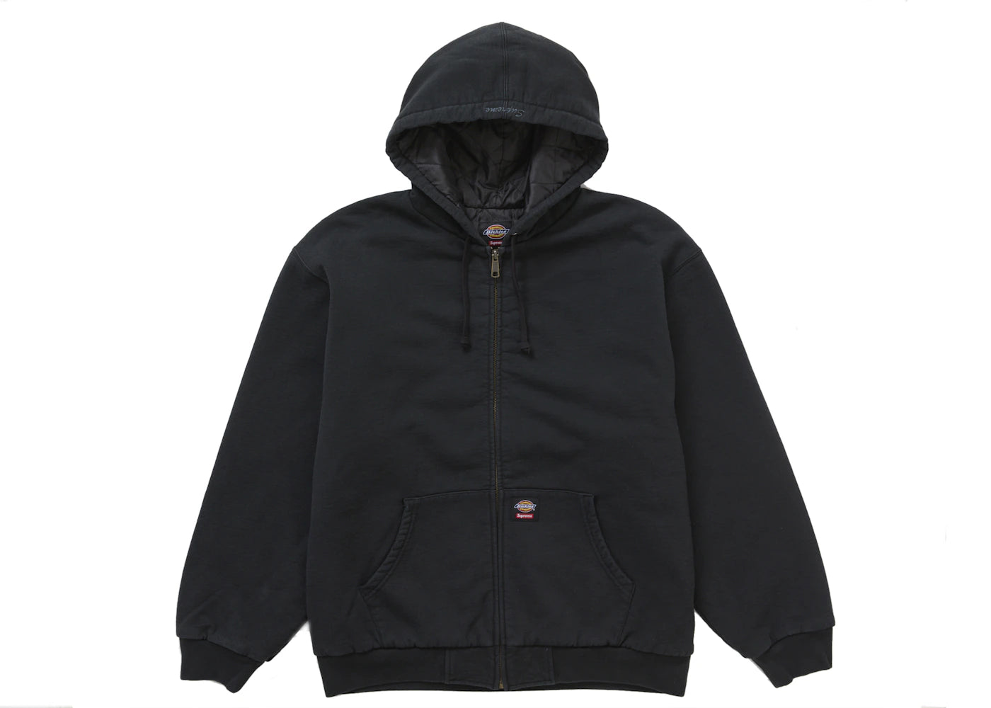 Supreme Dickies Quilted Lined Zip Up Hooded Sweatshirt Black -1