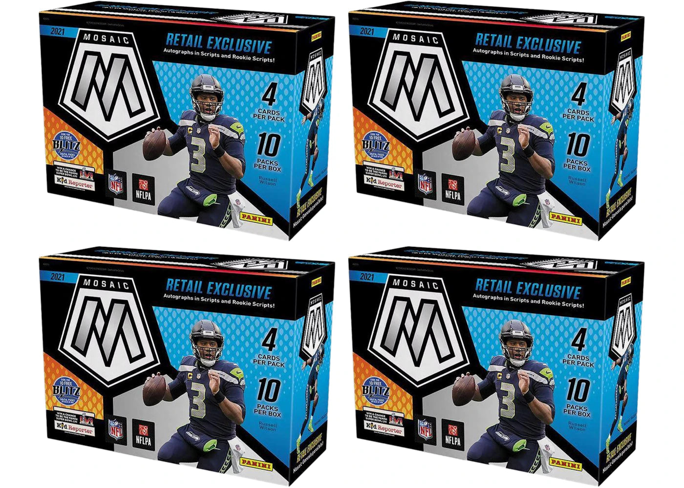 2021 Panini Mosaic Football Mega Box (Target) (Reactive Yellow Parallels) 4x Lot -1