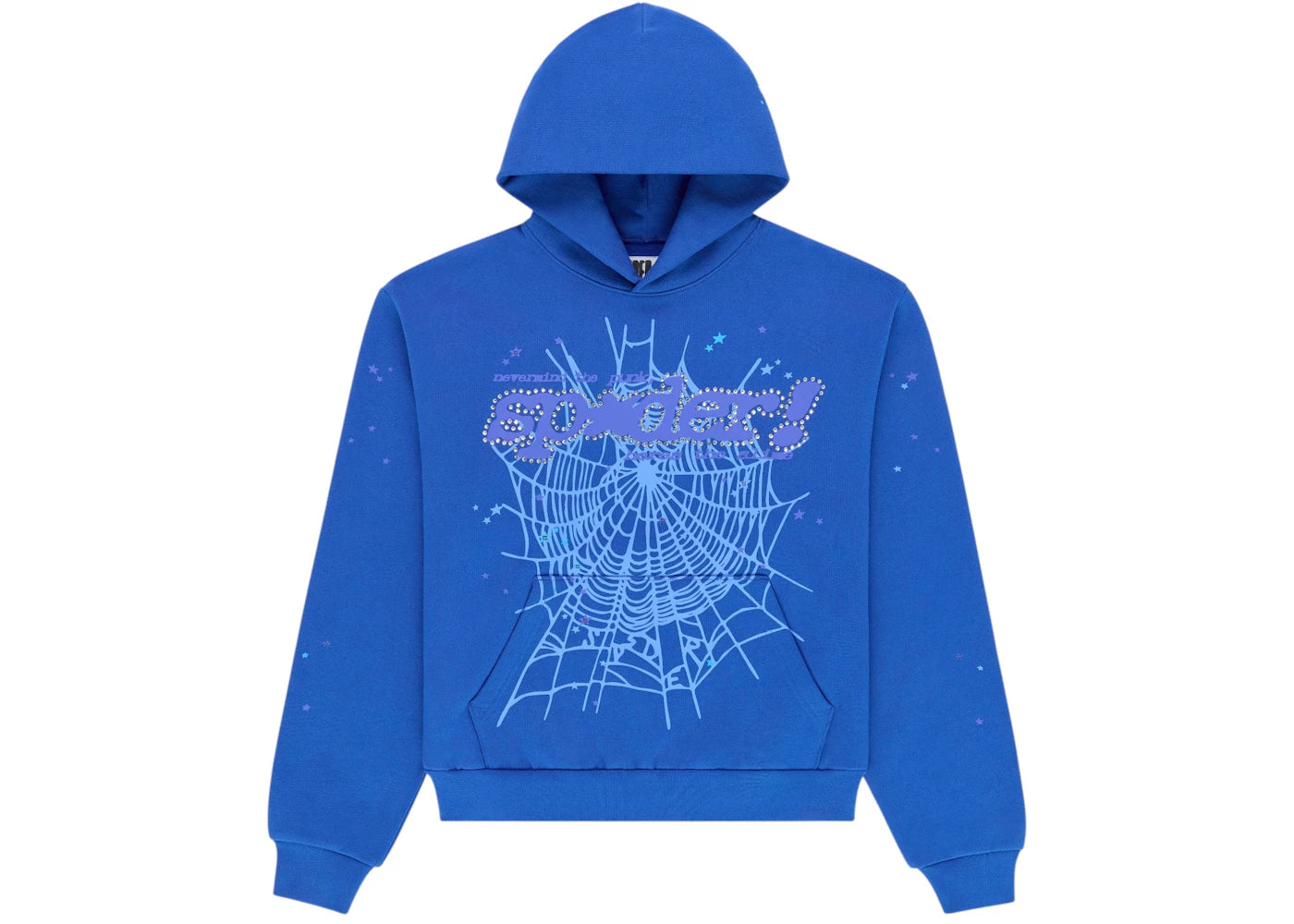 Sp5der Rhinestone Punk V2 Hoodie Blue -1
