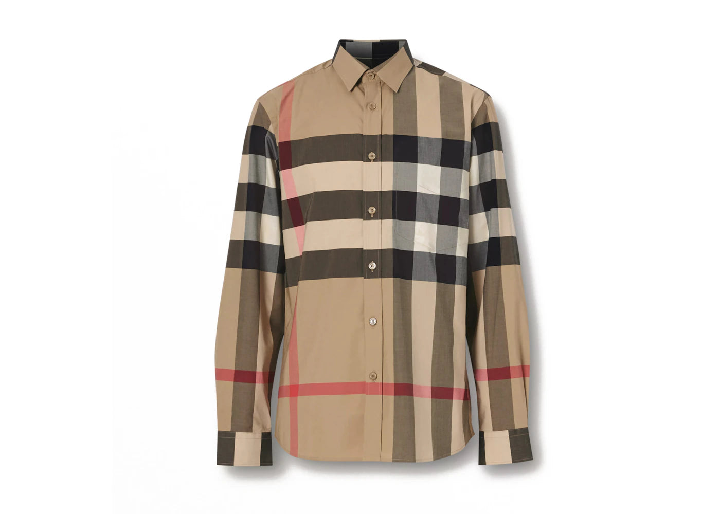 Burberry Check Stretch Cotton Poplin Shirt Archive Beige -1
