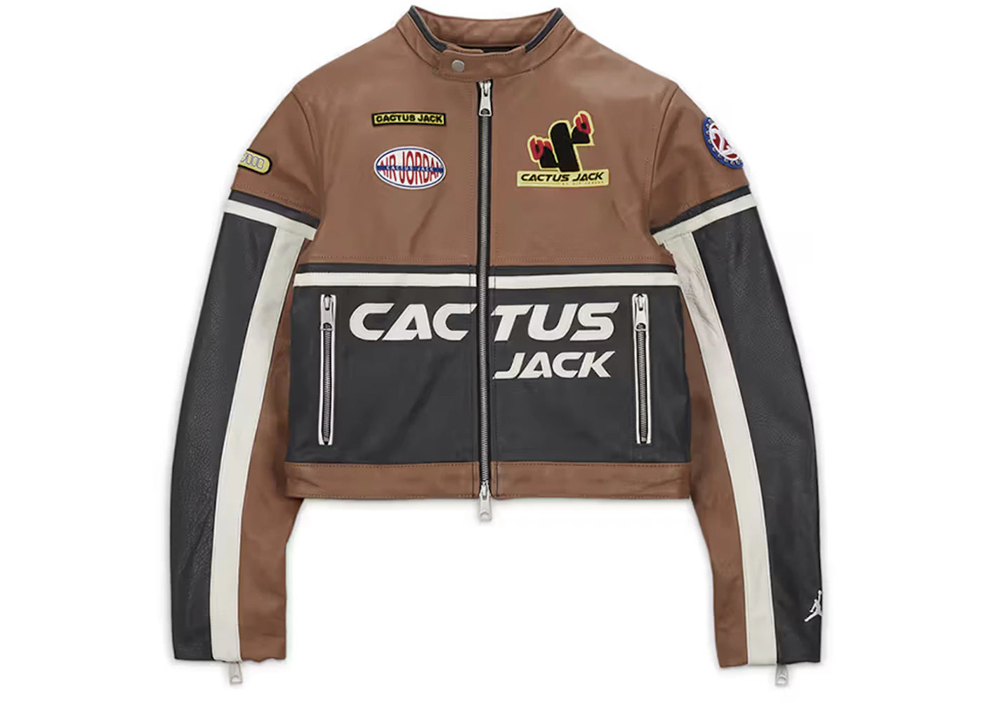 Jordan x Travis Scott Cactus Jack Women's Leather Jacket Archaeo Brown -1