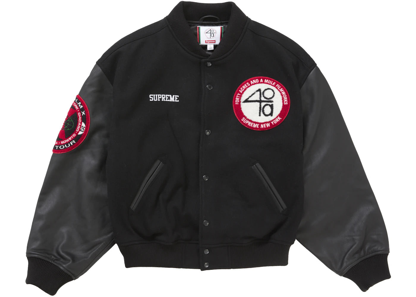 Supreme 40 Acres Malcolm X Varsity Jacket Black -1