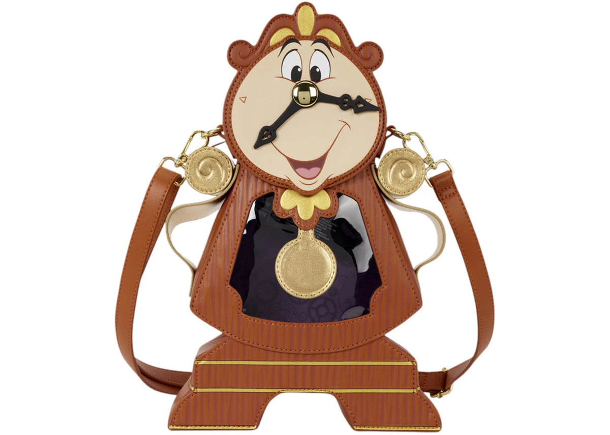 Loungefly Disney D23 Exclusive Beauty and the Beast Cogsworth Figural Crossbody Bag Brown -1