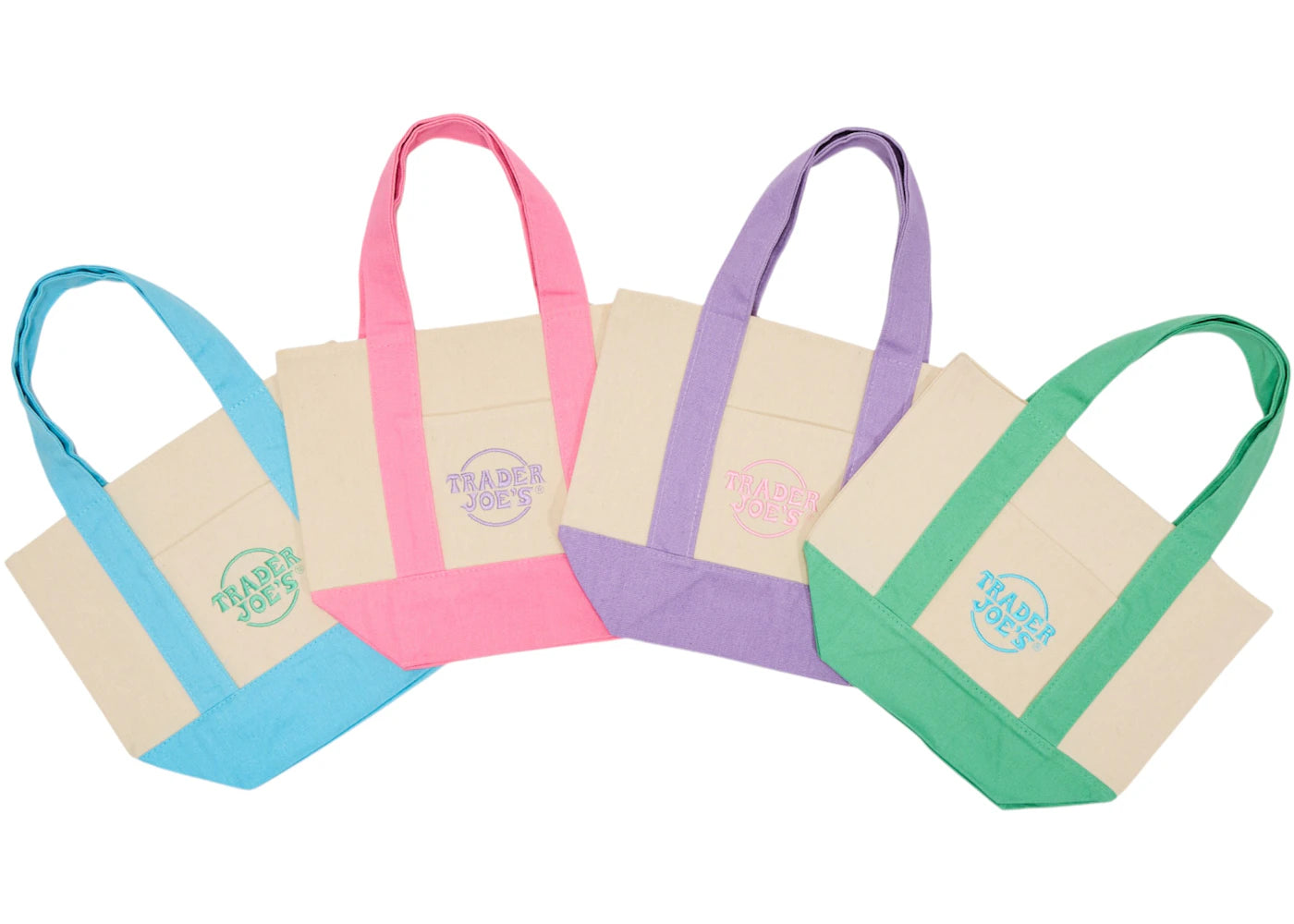Trader Joe's Mini Canvas Tote Bag (Set of 4) Pastel -1