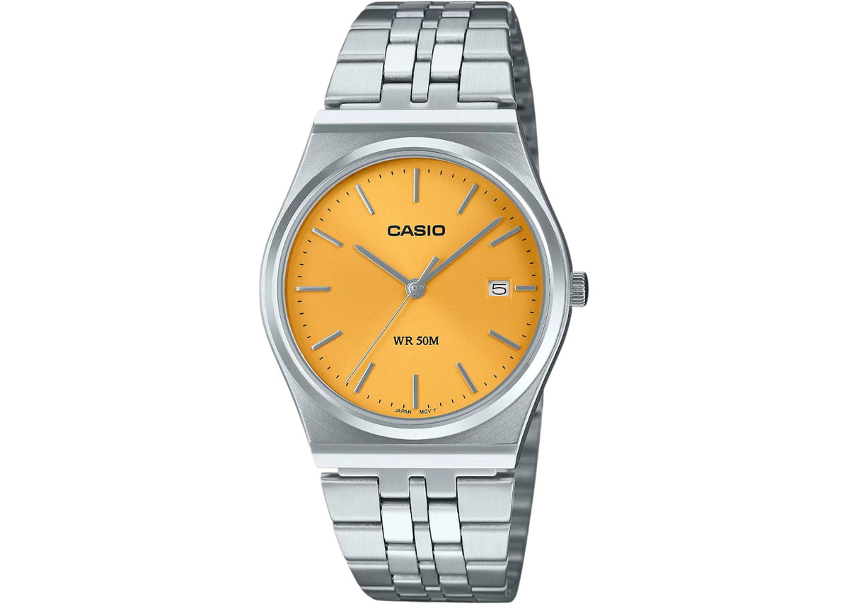 Casio Men’s Stainless Steel Watch with Yellow Dial MTP-B145D-9AVDF -1