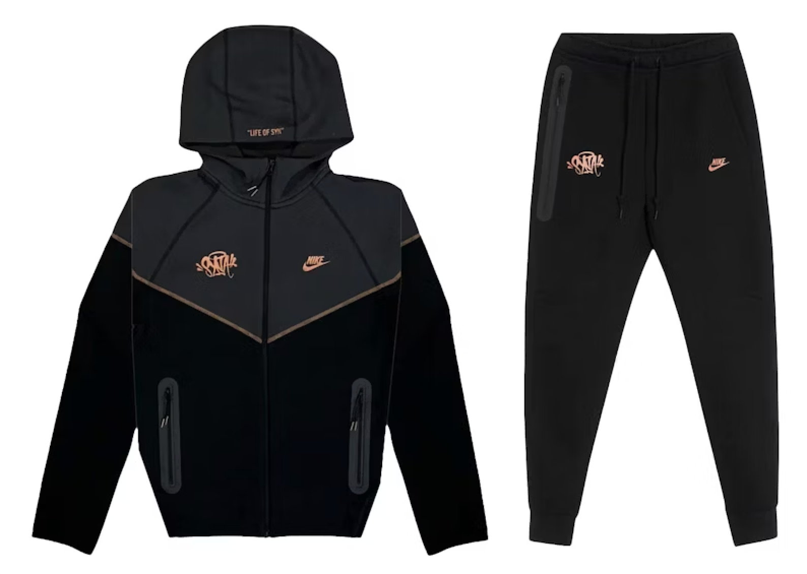 Nike Sportswear x Central Cee Tech Fleece Hoodie & Joggers Set Black/Metallic Red Bronze