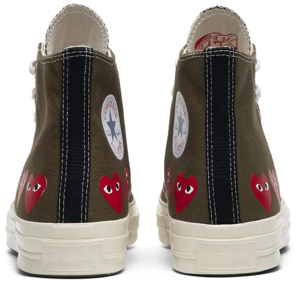 Converse Chuck Taylor All Star 70 Hi Comme des Garcons PLAY Multi-Heart Green heel counter