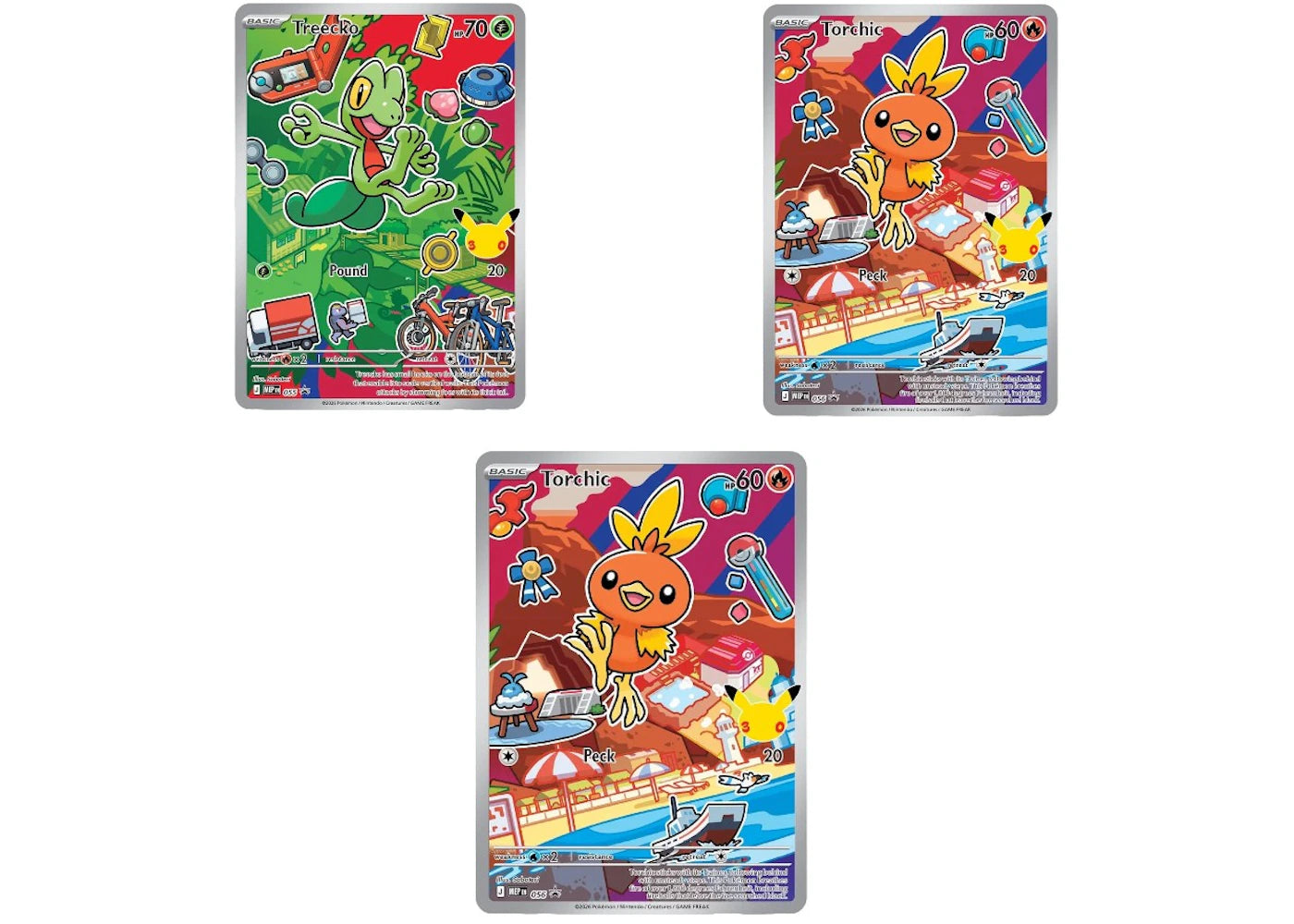 2026 Pokémon Mega Evolution First Partner Illustration Collection Series 3 Generation 3 First Partner Collection Set of 3 (Treecko/ Torchic/ Mudkip) Ungraded -1