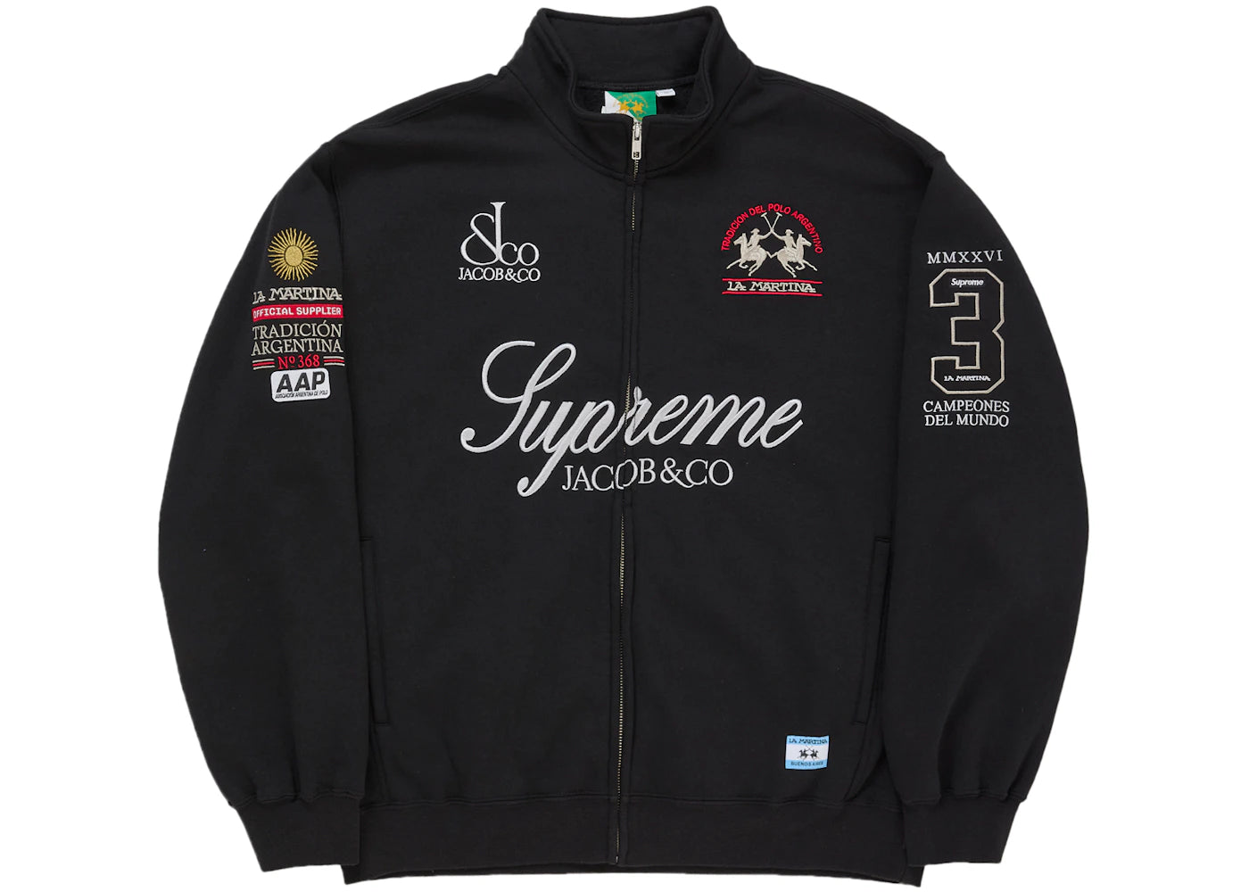 Supreme La Martina Zip Up Sweatshirt Black -1