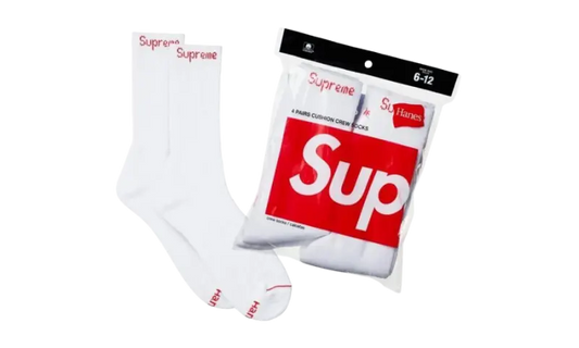 Supreme Hanes Crew Socks (4 Pack) White - MTHOR SHOP